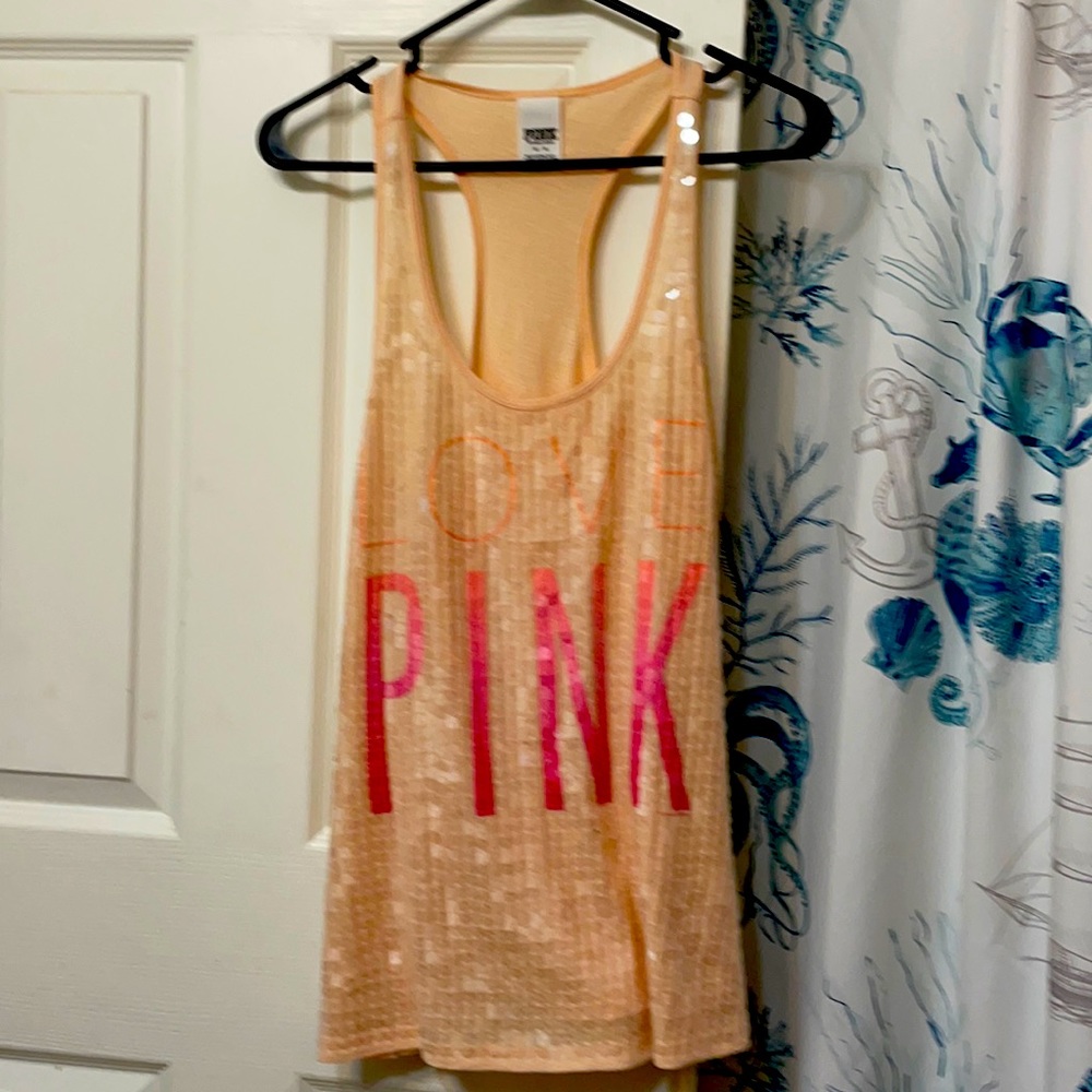 Pink VS bling tank top